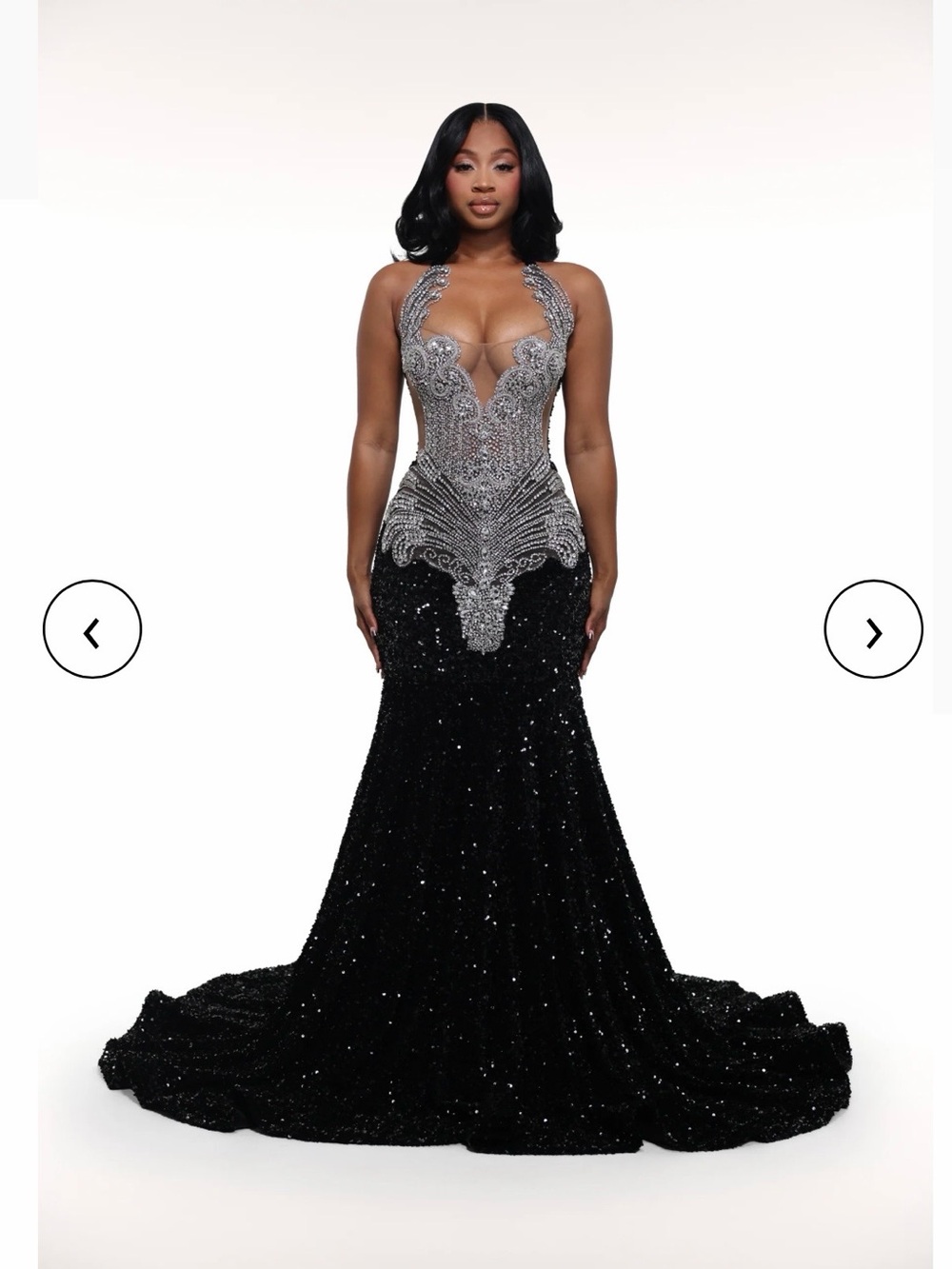 Black and Silver Beaded Mermaid Dress
